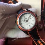 Seamaster Planet Ocean Omega Watch White Face Black Case Orange Bezel